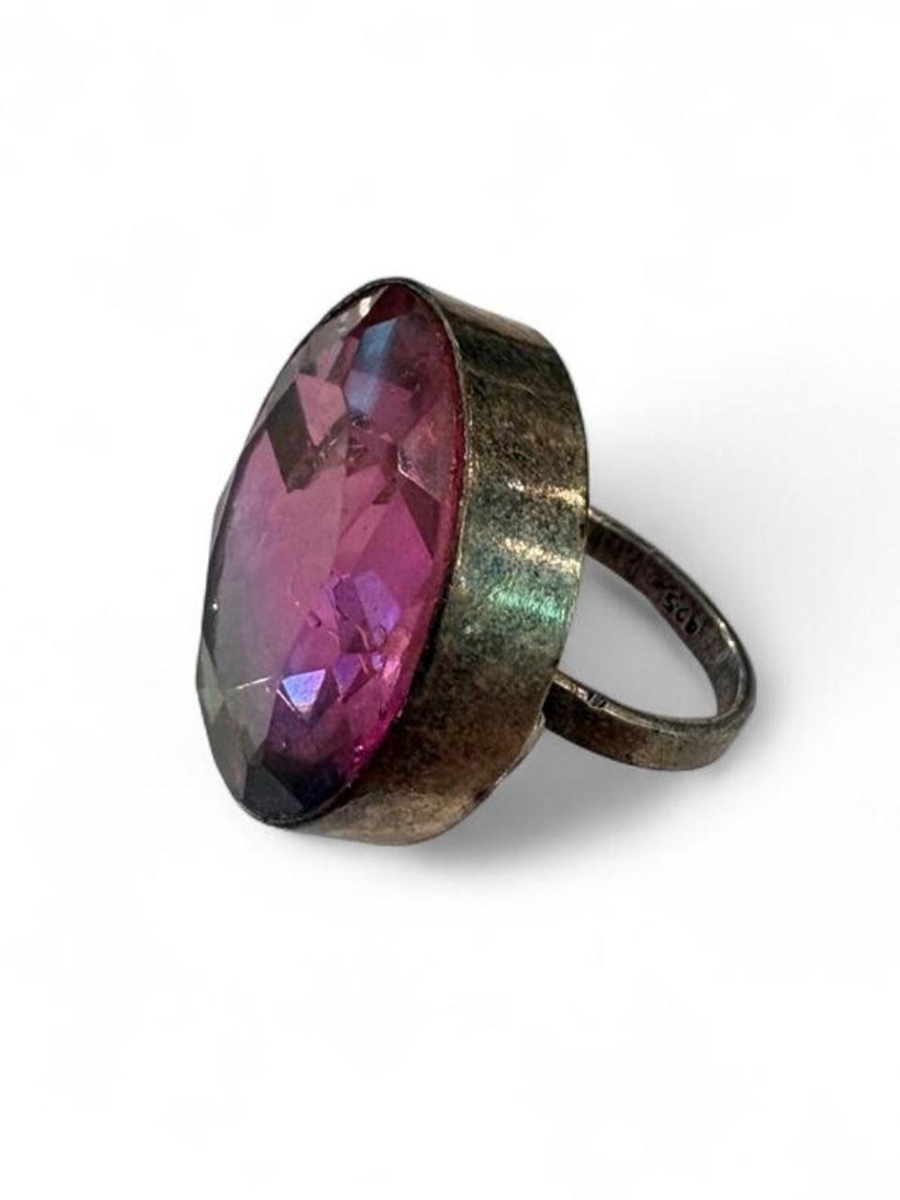 Gorgeous Large Pink/Magenta Faceted Crystal Statement Ring